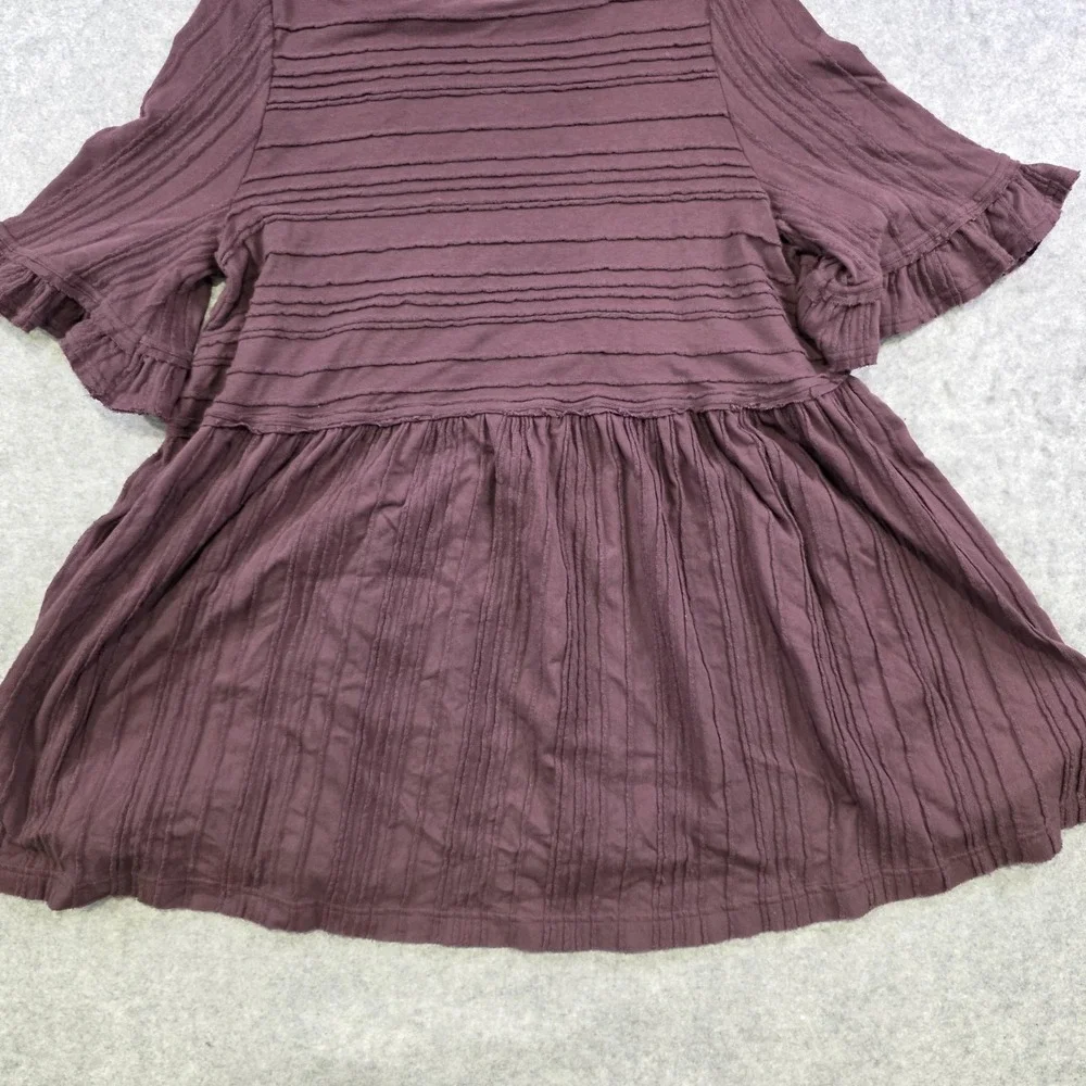Free People Take A Spin‎ Babydoll Tunic Dress Womens XS Purple Ruffle Flutter